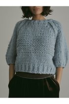 【エトレトウキョウ/ETRE TOKYO】のブラッシュドハーフスリーブハンドニットプルオーバー ブルー|ID:prp329100004563507