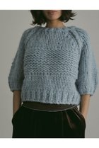 【エトレトウキョウ/ETRE TOKYO】のブラッシュドハーフスリーブハンドニットプルオーバー ブルー|ID:prp329100004563507