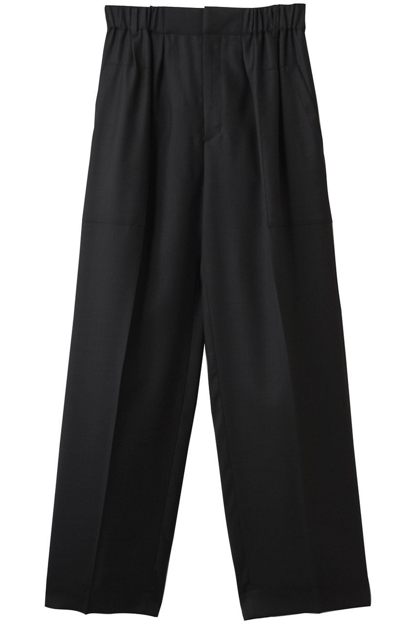 【エブール/ebure】のドライビエラ ワイドパンツ インテリア・キッズ・メンズ・レディースファッション・服の通販 founy(ファニー) 　ファッション　Fashion　レディースファッション　Fashion for Women　パンツ　Pants & Trousers　なめらか　Smooth, Silky Texture　シルク　Silk, 100% Silk　センター　Center, Center Line　トレンド　Trend, Trending Now　パッチ　Patch, Appliqué　ポケット　Pocket, Pocket Detail　ワイド　Wide, Wide Fit　ブラック|ID: prp329100004563511 ipo3291000000036116330