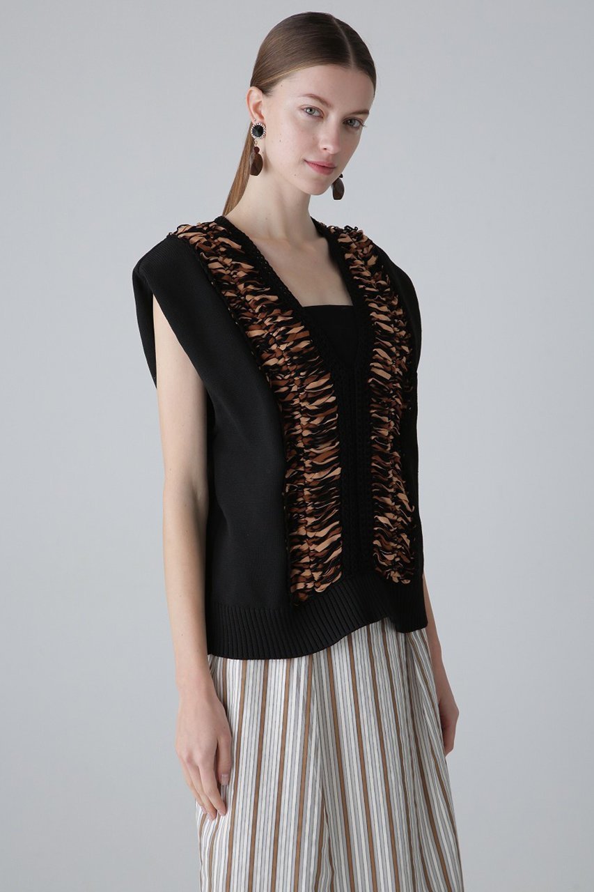 【アドーア/ADORE】のテープヤーンニット 人気、トレンドファッション・服の通販 founy(ファニー) 　ファッション　Fashion　レディースファッション　Fashion for Women　トップス・カットソー　Cut & Sew Tops　ニット　Knit Tops & Sweaters　カジュアルプルオーバー・ニットトップス　Pullovers & Knit Tops / Casual Pullovers　フロント　Front, Front Design　ベスト　Vest, Waistcoat　レース　Lace, Lace Fabric　 other-1|ID: prp329100004563514 ipo3291000000036083709