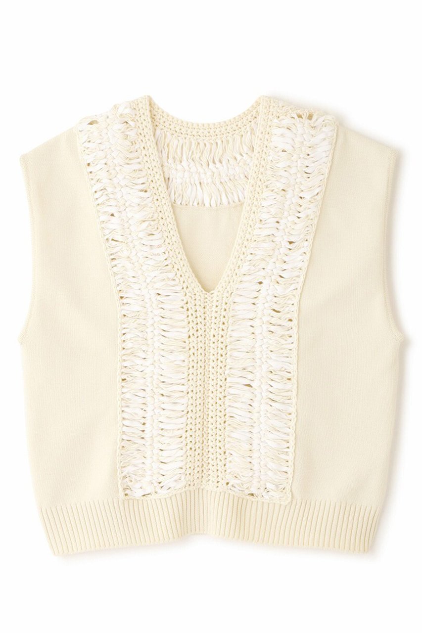 【アドーア/ADORE】のテープヤーンニット インテリア・キッズ・メンズ・レディースファッション・服の通販 founy(ファニー) 　ファッション　Fashion　レディースファッション　Fashion for Women　トップス・カットソー　Cut & Sew Tops　ニット　Knit Tops & Sweaters　カジュアルプルオーバー・ニットトップス　Pullovers & Knit Tops / Casual Pullovers　フロント　Front, Front Design　ベスト　Vest, Waistcoat　レース　Lace, Lace Fabric　ベージュ|ID: prp329100004563514 ipo3291000000036083711