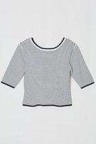 【ナイスナイスモーメント/NICENICE MOMENT】のクロップド コンパクト Tシャツ(不織布カップ付き) ストライプ|ID: prp329100004563522 ipo3291000000032271499