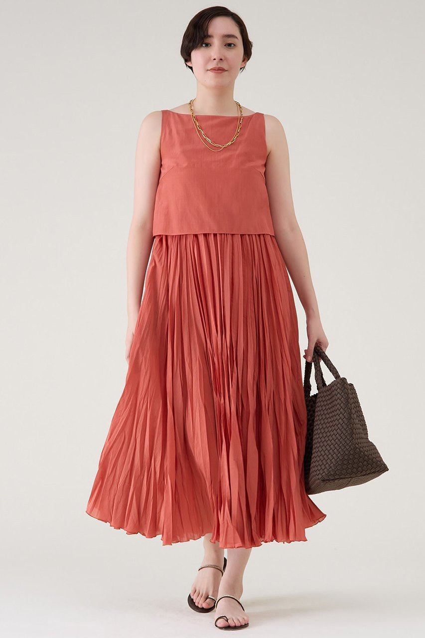 【マルティニーク/martinique】のプリーツワンピース インテリア・キッズ・メンズ・レディースファッション・服の通販 founy(ファニー) ファッション Fashion レディースファッション Fashion for Women ワンピース Dresses チュニック Tunic Tops & Dresses おすすめ Recommended / Our Picks クロップド Cropped, Short Length シンプル Simple, Minimal タンク Tank Top, Sleeveless Top チュニック Tunic, Long Top プリーツ Pleats, Pleated ロング Long, Long-Length エレガント 上品 Elegant 夏 Summer 洗える Machine Washable レッド|ID: prp329100004563575 ipo3291000000036064849