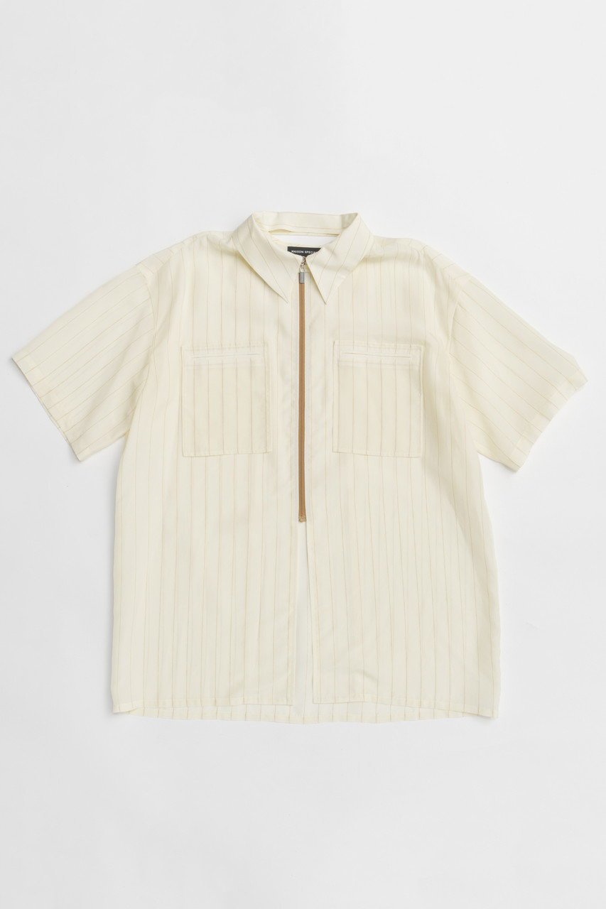 【メゾンスペシャル/MAISON SPECIAL】のStriped Zip Shirt/ストライプジップシャツ インテリア・キッズ・メンズ・レディースファッション・服の通販 founy(ファニー) 　ファッション　Fashion　レディースファッション　WOMEN　トップス・カットソー　Tops/Tshirt　シャツ/ブラウス　Shirts/Blouses　キュプラ　Cupra　ショート　Short　シルク　Silk　ストライプ　Stripe　スリーブ　Sleeve　リラックス　Relax　夏　Summer　エレガント 上品　Elegant　NEW・新作・新着・新入荷　New Arrivals　WHT(ホワイト)|ID: prp329100004563611 ipo3291000000032272125