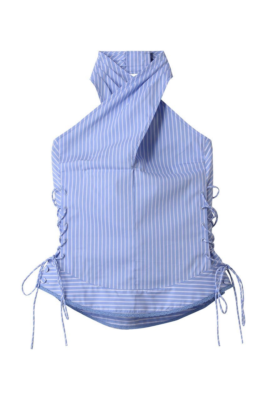 【メゾンスペシャル/MAISON SPECIAL】のSide Lace Up Halter Neck Tops/サイドレースアップホルターネックトップス 人気、トレンドファッション・服の通販 founy(ファニー) 　ファッション　Fashion　レディースファッション　Fashion for Women　トップス・カットソー　Cut & Sew Tops　キャミソール&ノースリーブ　Camisoles & Sleeveless Tops　シャツ・ブラウス・オフィスカジュアル　Elegant Blouses & Button-Ups　カッティング　Cutting Detail　コンパクト　Compact, Small Size　ストライプ　Stripe, Striped Pattern　ノースリーブ　Sleeveless, No-Sleeve　バランス　Balance, Style Balance　ワイド　Wide, Wide Fit　 other-1|ID: prp329100004563616 ipo3291000000035864484