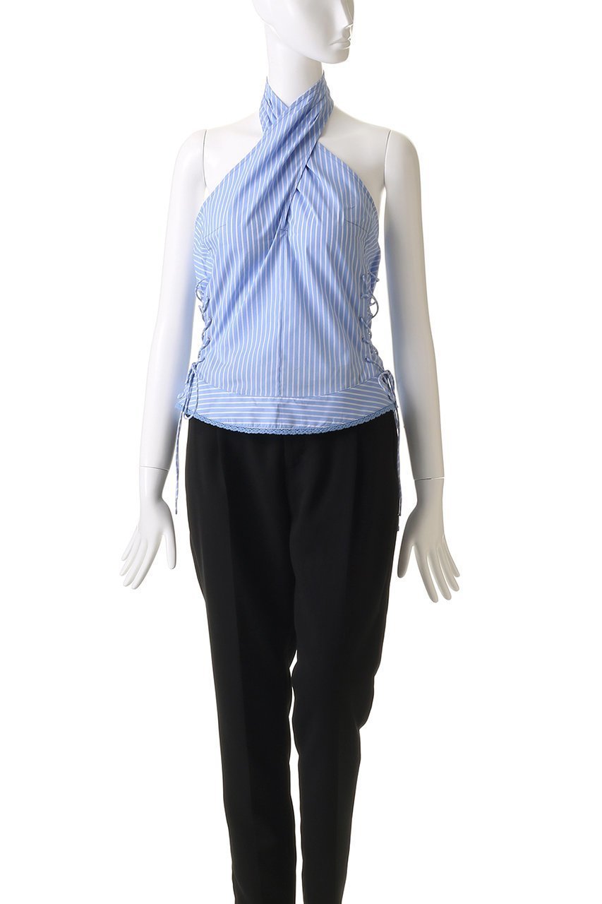 【メゾンスペシャル/MAISON SPECIAL】のSide Lace Up Halter Neck Tops/サイドレースアップホルターネックトップス 人気、トレンドファッション・服の通販 founy(ファニー) 　ファッション　Fashion　レディースファッション　Fashion for Women　トップス・カットソー　Cut & Sew Tops　キャミソール&ノースリーブ　Camisoles & Sleeveless Tops　シャツ・ブラウス・オフィスカジュアル　Elegant Blouses & Button-Ups　カッティング　Cutting Detail　コンパクト　Compact, Small Size　ストライプ　Stripe, Striped Pattern　ノースリーブ　Sleeveless, No-Sleeve　バランス　Balance, Style Balance　ワイド　Wide, Wide Fit　other-2|ID: prp329100004563616 ipo3291000000035864487