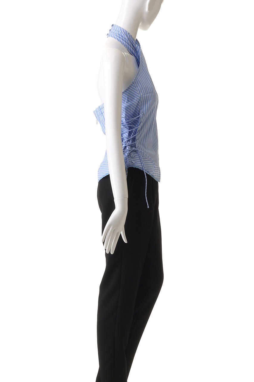 【メゾンスペシャル/MAISON SPECIAL】のSide Lace Up Halter Neck Tops/サイドレースアップホルターネックトップス 人気、トレンドファッション・服の通販 founy(ファニー) 　ファッション　Fashion　レディースファッション　Fashion for Women　トップス・カットソー　Cut & Sew Tops　キャミソール&ノースリーブ　Camisoles & Sleeveless Tops　シャツ・ブラウス・オフィスカジュアル　Elegant Blouses & Button-Ups　カッティング　Cutting Detail　コンパクト　Compact, Small Size　ストライプ　Stripe, Striped Pattern　ノースリーブ　Sleeveless, No-Sleeve　バランス　Balance, Style Balance　ワイド　Wide, Wide Fit　other-3|ID: prp329100004563616 ipo3291000000035864488