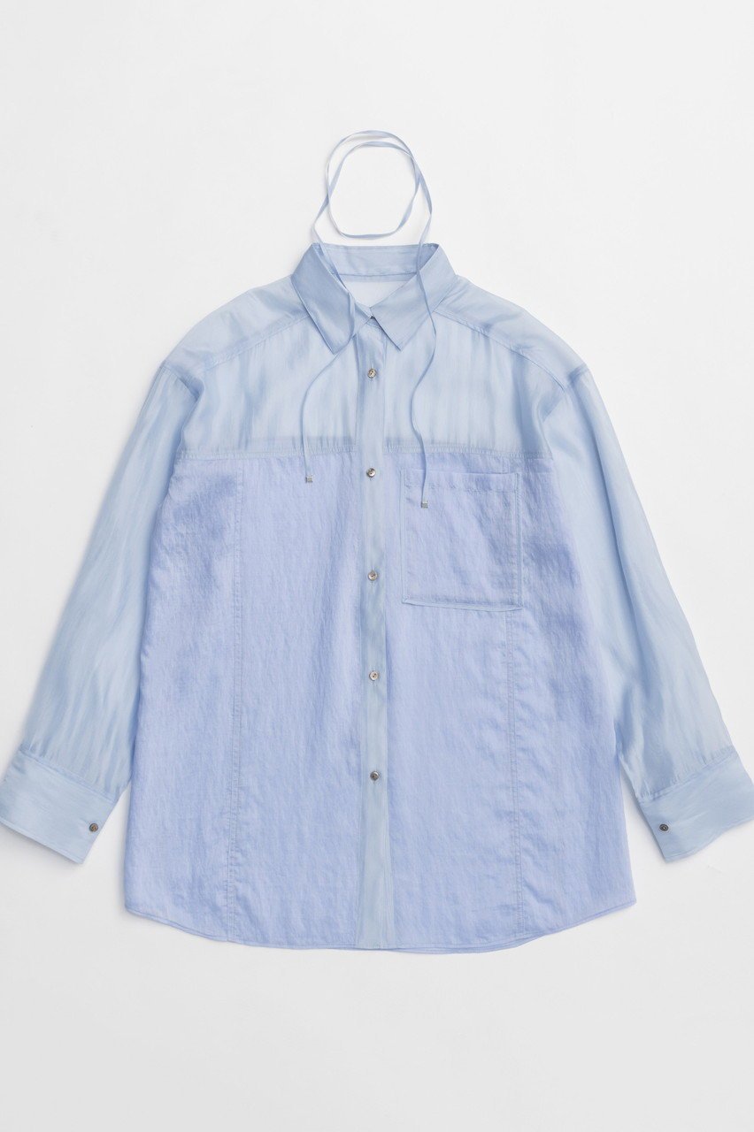 【メゾンスペシャル/MAISON SPECIAL】のSheer Docking Oversized Shirt/シアードッキングオーバーシャツ インテリア・キッズ・メンズ・レディースファッション・服の通販 founy(ファニー) 　ファッション　Fashion　レディースファッション　WOMEN　トップス・カットソー　Tops/Tshirt　シャツ/ブラウス　Shirts/Blouses　キャミソール　Camisole　シアー　Sheer　スリーブ　Sleeve　セットアップ　Set Up　タンク　Tank　ドッキング　Docking　羽織　Haori　ロング　Long　おすすめ　Recommend　夏　Summer　NEW・新作・新着・新入荷　New Arrivals　BLU(ブルー)|ID: prp329100004563618 ipo3291000000032272173