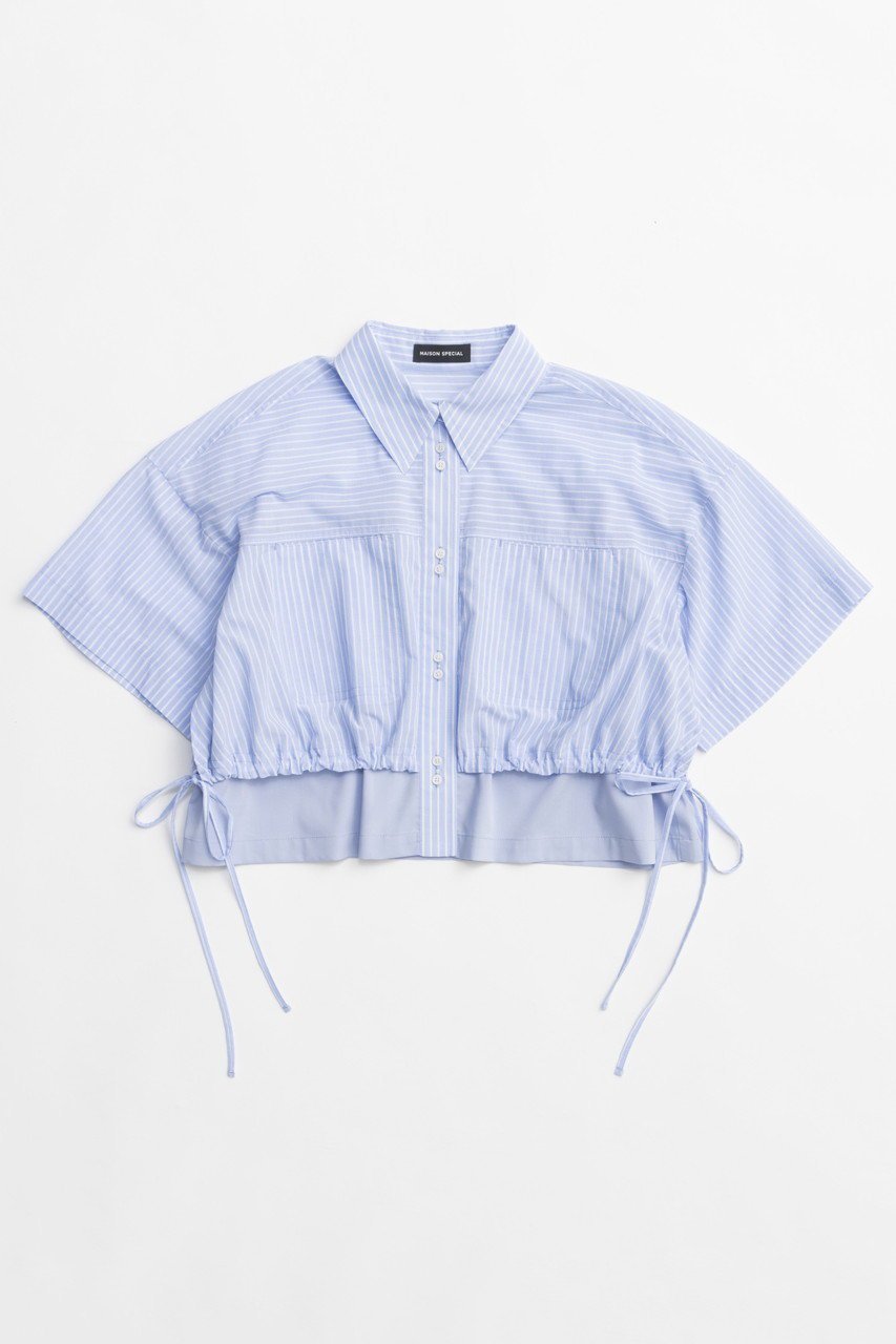 【メゾンスペシャル/MAISON SPECIAL】のColor Stitch Short Shirt/カラーステッチショートシャツ インテリア・キッズ・メンズ・レディースファッション・服の通販 founy(ファニー) 　ファッション　Fashion　レディースファッション　WOMEN　トップス・カットソー　Tops/Tshirt　シャツ/ブラウス　Shirts/Blouses　ロング / Tシャツ　T-Shirts　シアー　Sheer　ショート　Short　ストライプ　Stripe　スリーブ　Sleeve　羽織　Haori　無地　Plain Color　夏　Summer　NEW・新作・新着・新入荷　New Arrivals　BLU(ブルー)|ID: prp329100004563620 ipo3291000000032272192