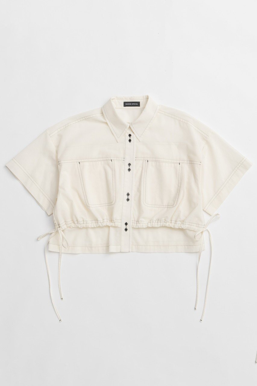 【メゾンスペシャル/MAISON SPECIAL】のColor Stitch Short Shirt/カラーステッチショートシャツ インテリア・キッズ・メンズ・レディースファッション・服の通販 founy(ファニー) 　ファッション　Fashion　レディースファッション　WOMEN　トップス・カットソー　Tops/Tshirt　シャツ/ブラウス　Shirts/Blouses　ロング / Tシャツ　T-Shirts　シアー　Sheer　ショート　Short　ストライプ　Stripe　スリーブ　Sleeve　羽織　Haori　無地　Plain Color　夏　Summer　NEW・新作・新着・新入荷　New Arrivals　IVR(アイボリー)|ID: prp329100004563620 ipo3291000000032272194