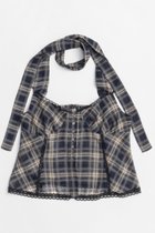 【メゾンスペシャル/MAISON SPECIAL】のPlaid Halter Peplum Sheer Tops/チェックホルターペプラムシアートップス NVY(ネイビー)|ID: prp329100004563624 ipo3291000000032272221