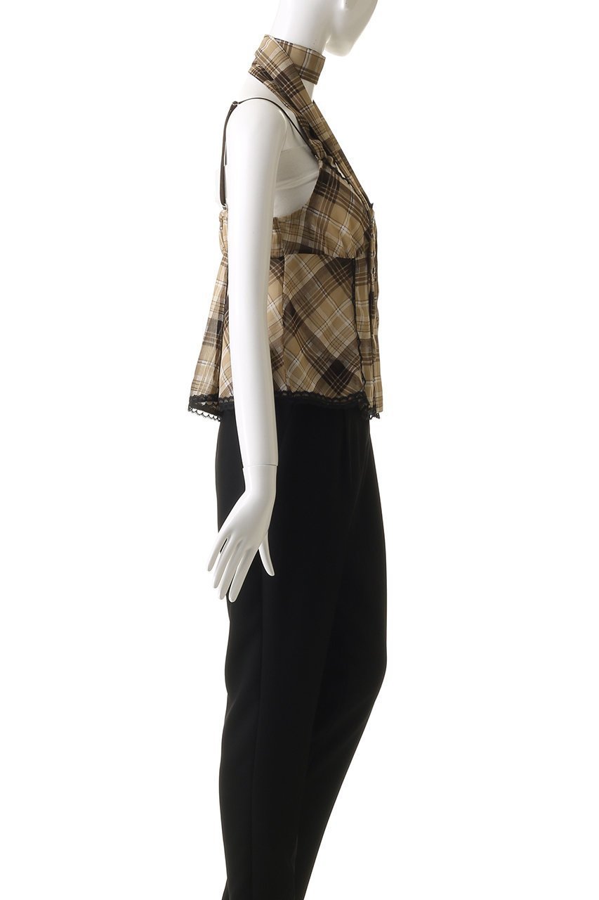 【メゾンスペシャル/MAISON SPECIAL】のPlaid Halter Peplum Sheer Tops/チェックホルターペプラムシアートップス 人気、トレンドファッション・服の通販 founy(ファニー) 　ファッション　Fashion　レディースファッション　Fashion for Women　トップス・カットソー　Cut & Sew Tops　キャミソール&ノースリーブ　Camisoles & Sleeveless Tops　シャツ・ブラウス・オフィスカジュアル　Elegant Blouses & Button-Ups　ガーリー　Girly, Feminine Style　キャップ　Cap, Baseball Cap　シアー　Sheer, See-Through　スニーカー　Sneakers, Trainers　セットアップ　Set-Up, Coordinated Outfit　チェック　Check, Plaid, Tartan　ノースリーブ　Sleeveless, No-Sleeve　レース　Lace, Lace Fabric　おすすめ　Recommended / Our Picks　夏　Summer　other-5|ID: prp329100004563624 ipo3291000000032486625