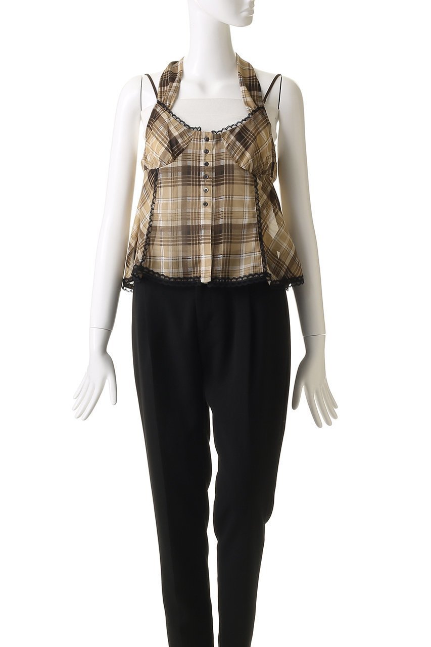 【メゾンスペシャル/MAISON SPECIAL】のPlaid Halter Peplum Sheer Tops/チェックホルターペプラムシアートップス 人気、トレンドファッション・服の通販 founy(ファニー) 　ファッション　Fashion　レディースファッション　Fashion for Women　トップス・カットソー　Cut & Sew Tops　キャミソール&ノースリーブ　Camisoles & Sleeveless Tops　シャツ・ブラウス・オフィスカジュアル　Elegant Blouses & Button-Ups　ガーリー　Girly, Feminine Style　キャップ　Cap, Baseball Cap　シアー　Sheer, See-Through　スニーカー　Sneakers, Trainers　セットアップ　Set-Up, Coordinated Outfit　チェック　Check, Plaid, Tartan　ノースリーブ　Sleeveless, No-Sleeve　レース　Lace, Lace Fabric　おすすめ　Recommended / Our Picks　夏　Summer　other-8|ID: prp329100004563624 ipo3291000000032486628