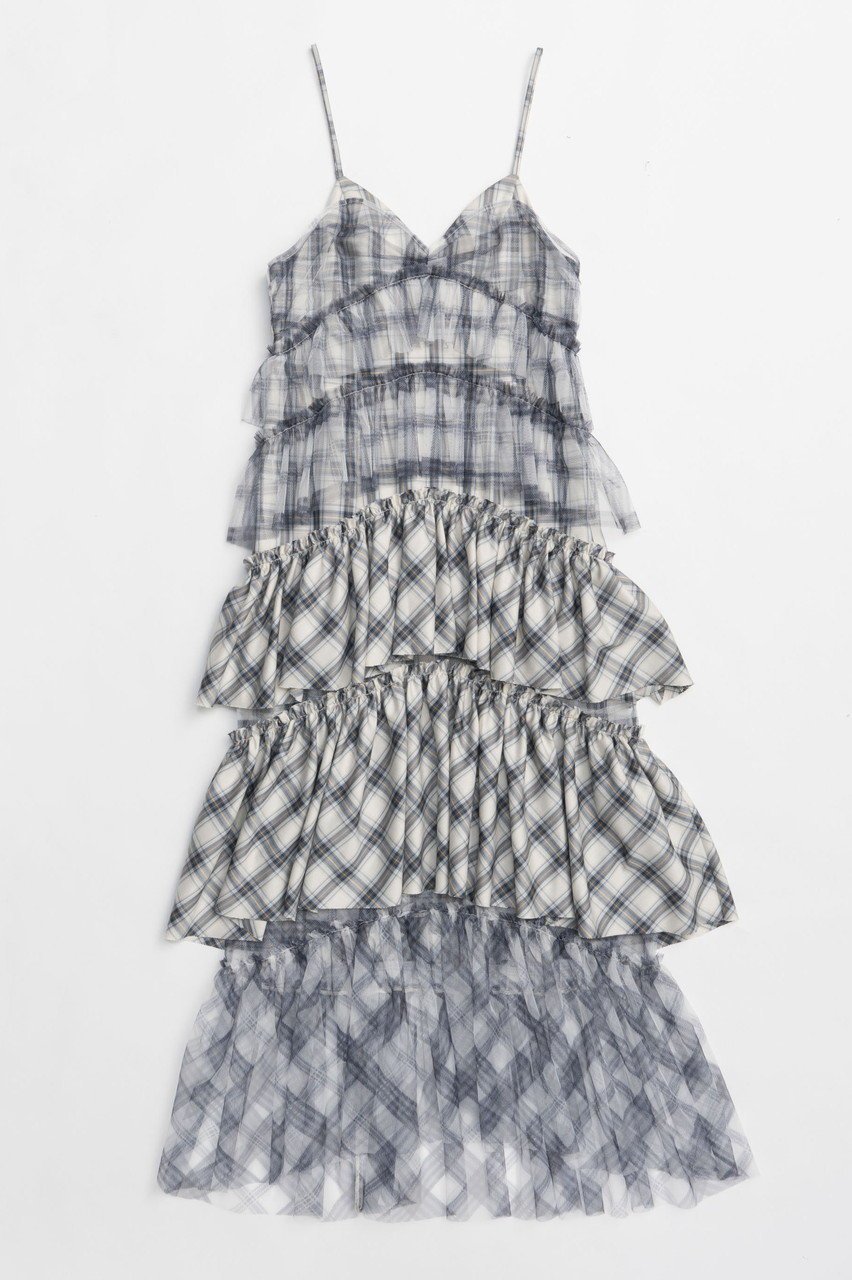 【メゾンスペシャル/MAISON SPECIAL】のPlaid Tiered Dress/チェックティアードワンピース インテリア・キッズ・メンズ・レディースファッション・服の通販 founy(ファニー) 　ファッション　Fashion　レディースファッション　WOMEN　ワンピース　Dress　ドレス　Party Dresses　チュニック　Tunic　チェック　Check　チュニック　Tunic　チュール　Tulle　リゾート　Resort　ロマンティック　Romantic　ロング　Long　NEW・新作・新着・新入荷　New Arrivals　BLU(ブルー)|ID: prp329100004563630 ipo3291000000032272259