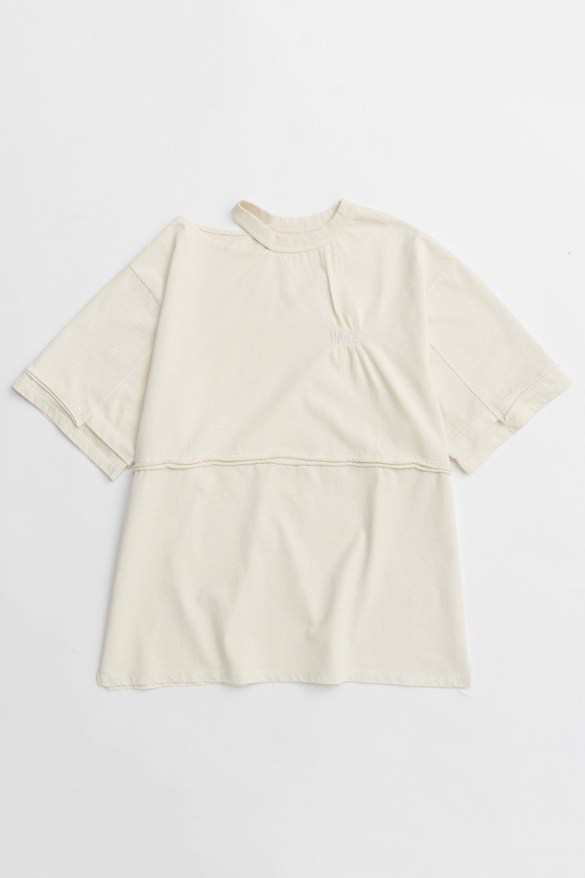 【メゾンスペシャル/MAISON SPECIAL】のShirring Embroidery Washed Big T-shirt/シャーリングエンブロイダリーウォッシュビッグTEE インテリア・キッズ・メンズ・レディースファッション・服の通販 founy(ファニー) 　ファッション　Fashion　レディースファッション　WOMEN　トップス・カットソー　Tops/Tshirt　シャツ/ブラウス　Shirts/Blouses　ロング / Tシャツ　T-Shirts　カットソー　Cut and Sewn　ウォッシュ　Wash　ヴィンテージ　Vintage　カットソー　Cut And Sew　シャーリング　Shirring　ショート　Short　スリット　Slit　スリーブ　Sleeve　ワンポイント　One Point　NEW・新作・新着・新入荷　New Arrivals　IVR(アイボリー)|ID: prp329100004563647 ipo3291000000032272366