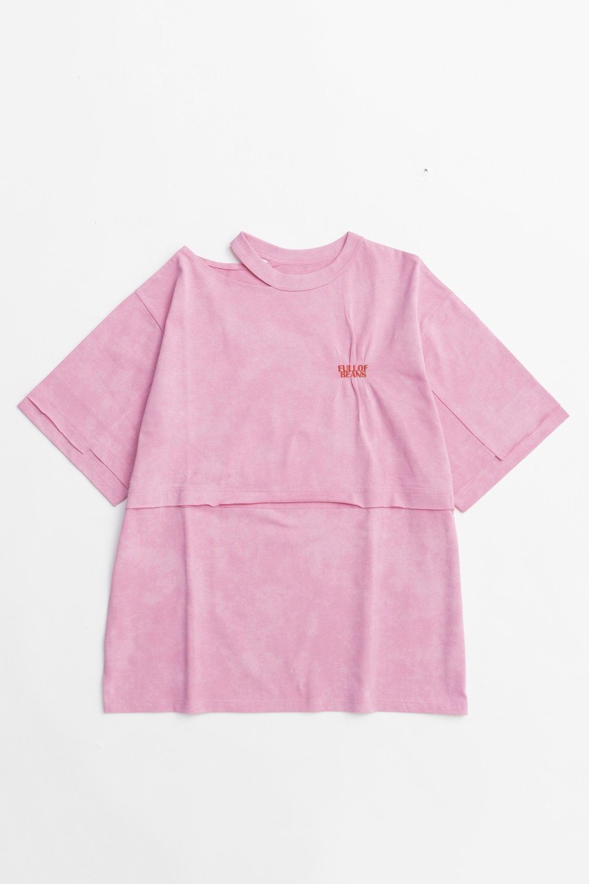 【メゾンスペシャル/MAISON SPECIAL】のShirring Embroidery Washed Big T-shirt/シャーリングエンブロイダリーウォッシュビッグTEE インテリア・キッズ・メンズ・レディースファッション・服の通販 founy(ファニー) 　ファッション　Fashion　レディースファッション　WOMEN　トップス・カットソー　Tops/Tshirt　シャツ/ブラウス　Shirts/Blouses　ロング / Tシャツ　T-Shirts　カットソー　Cut and Sewn　ウォッシュ　Wash　ヴィンテージ　Vintage　カットソー　Cut And Sew　シャーリング　Shirring　ショート　Short　スリット　Slit　スリーブ　Sleeve　ワンポイント　One Point　NEW・新作・新着・新入荷　New Arrivals　PNK(ピンク)|ID: prp329100004563647 ipo3291000000032272368