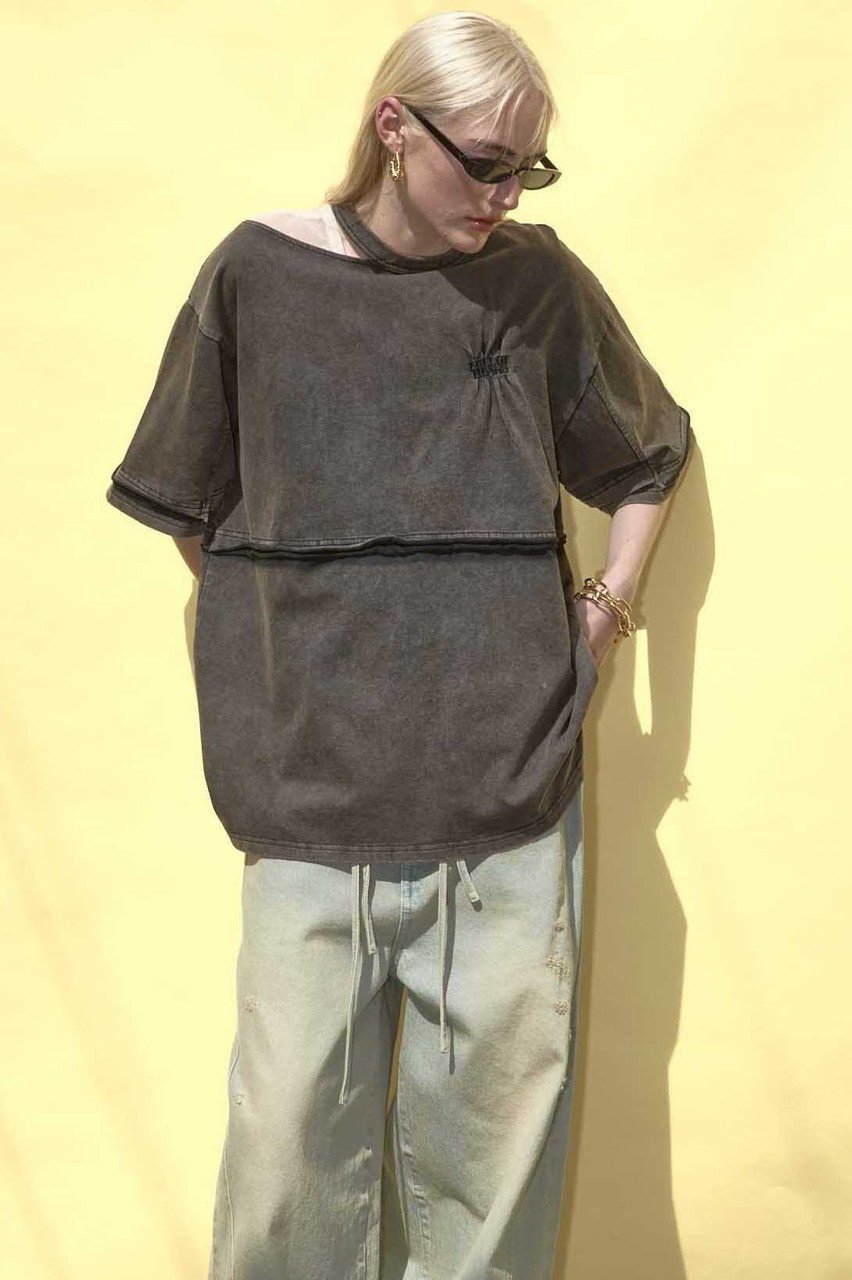 【メゾンスペシャル/MAISON SPECIAL】のShirring Embroidery Washed Big T-shirt/シャーリングエンブロイダリーウォッシュビッグTEE 人気、トレンドファッション・服の通販 founy(ファニー) 　ファッション　Fashion　レディースファッション　WOMEN　トップス・カットソー　Tops/Tshirt　シャツ/ブラウス　Shirts/Blouses　ロング / Tシャツ　T-Shirts　カットソー　Cut and Sewn　ウォッシュ　Wash　ヴィンテージ　Vintage　カットソー　Cut And Sew　シャーリング　Shirring　ショート　Short　スリット　Slit　スリーブ　Sleeve　ワンポイント　One Point　NEW・新作・新着・新入荷　New Arrivals　other-3|ID: prp329100004563647 ipo3291000000032272370