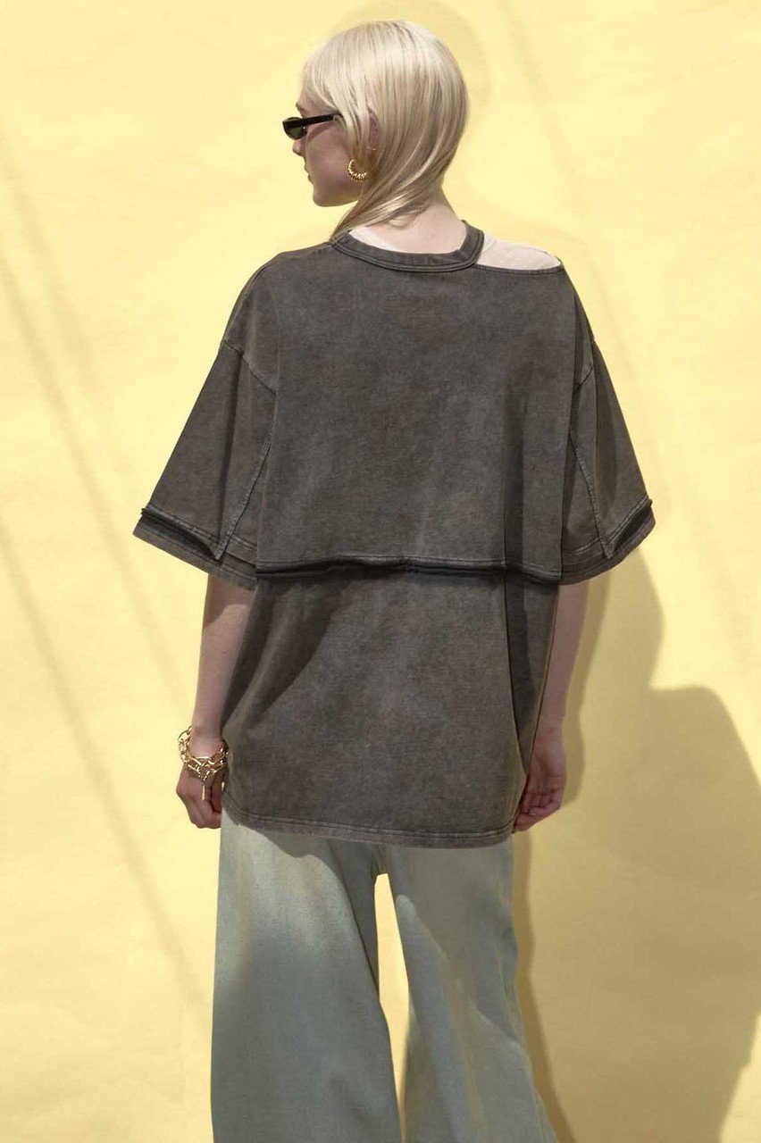 【メゾンスペシャル/MAISON SPECIAL】のShirring Embroidery Washed Big T-shirt/シャーリングエンブロイダリーウォッシュビッグTEE 人気、トレンドファッション・服の通販 founy(ファニー) 　ファッション　Fashion　レディースファッション　WOMEN　トップス・カットソー　Tops/Tshirt　シャツ/ブラウス　Shirts/Blouses　ロング / Tシャツ　T-Shirts　カットソー　Cut and Sewn　ウォッシュ　Wash　ヴィンテージ　Vintage　カットソー　Cut And Sew　シャーリング　Shirring　ショート　Short　スリット　Slit　スリーブ　Sleeve　ワンポイント　One Point　NEW・新作・新着・新入荷　New Arrivals　other-5|ID: prp329100004563647 ipo3291000000032272375