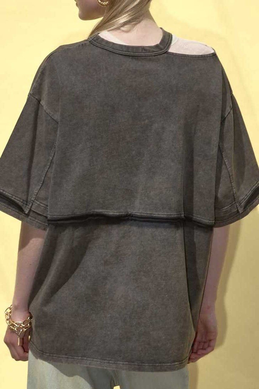 【メゾンスペシャル/MAISON SPECIAL】のShirring Embroidery Washed Big T-shirt/シャーリングエンブロイダリーウォッシュビッグTEE 人気、トレンドファッション・服の通販 founy(ファニー) 　ファッション　Fashion　レディースファッション　WOMEN　トップス・カットソー　Tops/Tshirt　シャツ/ブラウス　Shirts/Blouses　ロング / Tシャツ　T-Shirts　カットソー　Cut and Sewn　ウォッシュ　Wash　ヴィンテージ　Vintage　カットソー　Cut And Sew　シャーリング　Shirring　ショート　Short　スリット　Slit　スリーブ　Sleeve　ワンポイント　One Point　NEW・新作・新着・新入荷　New Arrivals　other-6|ID: prp329100004563647 ipo3291000000032272377