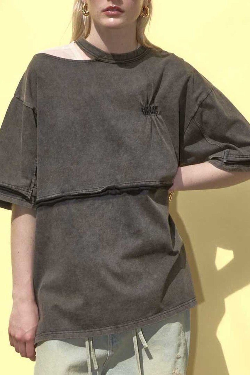 【メゾンスペシャル/MAISON SPECIAL】のShirring Embroidery Washed Big T-shirt/シャーリングエンブロイダリーウォッシュビッグTEE 人気、トレンドファッション・服の通販 founy(ファニー) 　ファッション　Fashion　レディースファッション　WOMEN　トップス・カットソー　Tops/Tshirt　シャツ/ブラウス　Shirts/Blouses　ロング / Tシャツ　T-Shirts　カットソー　Cut and Sewn　ウォッシュ　Wash　ヴィンテージ　Vintage　カットソー　Cut And Sew　シャーリング　Shirring　ショート　Short　スリット　Slit　スリーブ　Sleeve　ワンポイント　One Point　NEW・新作・新着・新入荷　New Arrivals　other-7|ID: prp329100004563647 ipo3291000000032272379