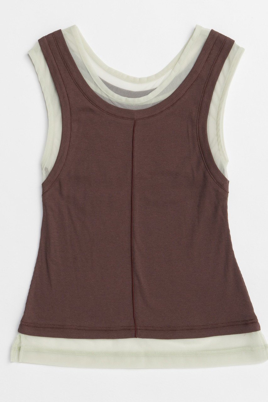 【メゾンスペシャル/MAISON SPECIAL】の2way Neck Sheer Docking Tank Top/2WAYネックシアードッキングタンクトップ インテリア・キッズ・メンズ・レディースファッション・服の通販 founy(ファニー) 　ファッション　Fashion　レディースファッション　WOMEN　トップス・カットソー　Tops/Tshirt　キャミソール / ノースリーブ　No Sleeves　シャツ/ブラウス　Shirts/Blouses　ロング / Tシャツ　T-Shirts　カットソー　Cut and Sewn　インナー　Inner　キャミソール　Camisole　シアー　Sheer　ジャケット　Jacket　スタイリッシュ　Stylish　タンク　Tank　ドッキング　Docking　日本製　Made In Japan　NEW・新作・新着・新入荷　New Arrivals　BRN(ブラウン)|ID: prp329100004563649 ipo3291000000032272383