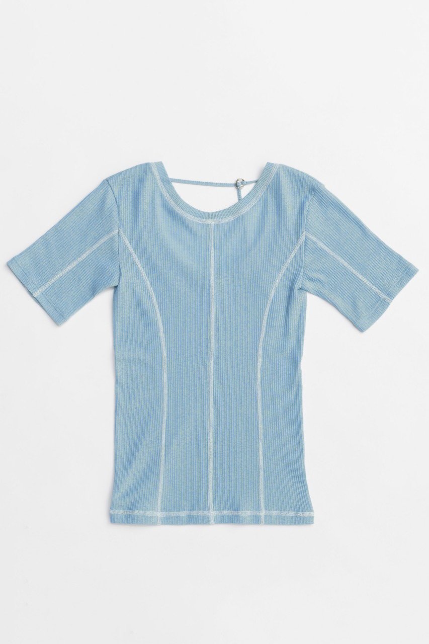 【メゾンスペシャル/MAISON SPECIAL】のBicolor Stitch Rib T-shirt/バイカラーステッチリブTシャツ インテリア・キッズ・メンズ・レディースファッション・服の通販 founy(ファニー) 　ファッション　Fashion　レディースファッション　WOMEN　トップス・カットソー　Tops/Tshirt　シャツ/ブラウス　Shirts/Blouses　ロング / Tシャツ　T-Shirts　カットソー　Cut and Sewn　インナー　Inner　コンパクト　Compact　シアー　Sheer　ショート　Short　シンプル　Simple　スタイリッシュ　Stylish　スリーブ　Sleeve　夏　Summer　NEW・新作・新着・新入荷　New Arrivals　BLU(ブルー)|ID: prp329100004563651 ipo3291000000032272405