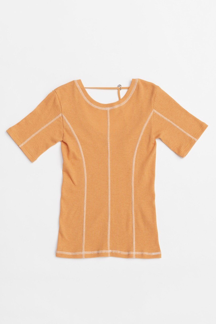 【メゾンスペシャル/MAISON SPECIAL】のBicolor Stitch Rib T-shirt/バイカラーステッチリブTシャツ インテリア・キッズ・メンズ・レディースファッション・服の通販 founy(ファニー) 　ファッション　Fashion　レディースファッション　WOMEN　トップス・カットソー　Tops/Tshirt　シャツ/ブラウス　Shirts/Blouses　ロング / Tシャツ　T-Shirts　カットソー　Cut and Sewn　インナー　Inner　コンパクト　Compact　シアー　Sheer　ショート　Short　シンプル　Simple　スタイリッシュ　Stylish　スリーブ　Sleeve　夏　Summer　NEW・新作・新着・新入荷　New Arrivals　ORG(オレンジ)|ID: prp329100004563651 ipo3291000000032272406