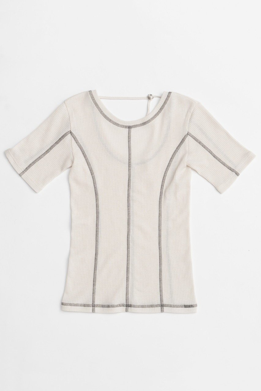 【メゾンスペシャル/MAISON SPECIAL】のBicolor Stitch Rib T-shirt/バイカラーステッチリブTシャツ インテリア・キッズ・メンズ・レディースファッション・服の通販 founy(ファニー) 　ファッション　Fashion　レディースファッション　WOMEN　トップス・カットソー　Tops/Tshirt　シャツ/ブラウス　Shirts/Blouses　ロング / Tシャツ　T-Shirts　カットソー　Cut and Sewn　インナー　Inner　コンパクト　Compact　シアー　Sheer　ショート　Short　シンプル　Simple　スタイリッシュ　Stylish　スリーブ　Sleeve　夏　Summer　NEW・新作・新着・新入荷　New Arrivals　WHT(ホワイト)|ID: prp329100004563651 ipo3291000000032272407