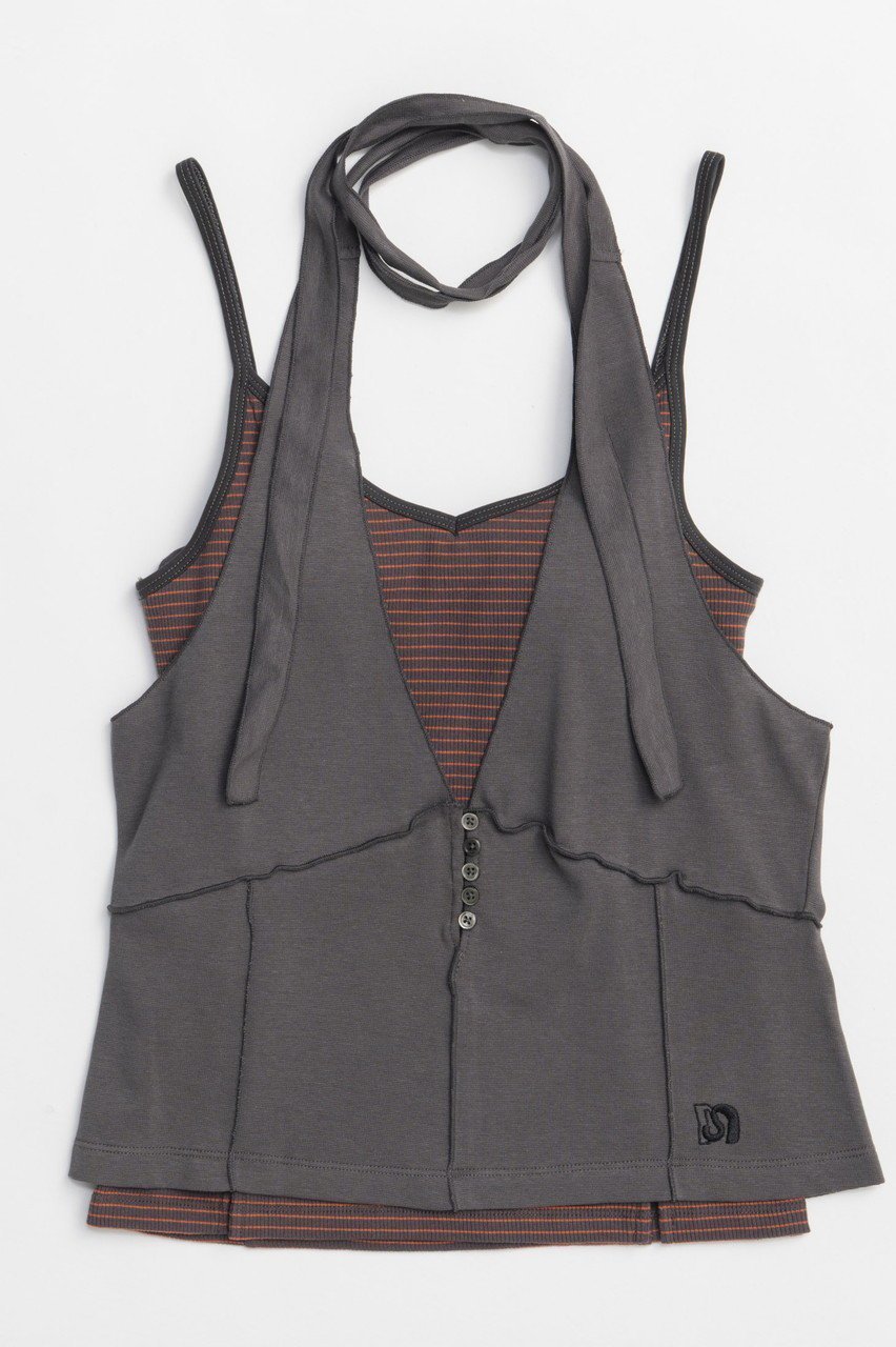 【メゾンスペシャル/MAISON SPECIAL】のBorder Camisole Halter Neck Set Top/ボーダーキャミホルターネックセット インテリア・キッズ・メンズ・レディースファッション・服の通販 founy(ファニー) 　ファッション　Fashion　レディースファッション　WOMEN　トップス・カットソー　Tops/Tshirt　キャミソール / ノースリーブ　No Sleeves　シャツ/ブラウス　Shirts/Blouses　ロング / Tシャツ　T-Shirts　カットソー　Cut and Sewn　カットソー　Cut And Sew　キャップ　Cap　キャミソール　Camisole　スニーカー　Sneakers　セパレート　Separate　タンク　Tank　ボトム　Bottom　ボーダー　Border　おすすめ　Recommend　NEW・新作・新着・新入荷　New Arrivals　C.GRY(チャコールグレー)|ID: prp329100004563652 ipo3291000000032272411