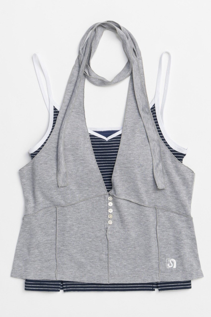 【メゾンスペシャル/MAISON SPECIAL】のBorder Camisole Halter Neck Set Top/ボーダーキャミホルターネックセット インテリア・キッズ・メンズ・レディースファッション・服の通販 founy(ファニー) 　ファッション　Fashion　レディースファッション　WOMEN　トップス・カットソー　Tops/Tshirt　キャミソール / ノースリーブ　No Sleeves　シャツ/ブラウス　Shirts/Blouses　ロング / Tシャツ　T-Shirts　カットソー　Cut and Sewn　カットソー　Cut And Sew　キャップ　Cap　キャミソール　Camisole　スニーカー　Sneakers　セパレート　Separate　タンク　Tank　ボトム　Bottom　ボーダー　Border　おすすめ　Recommend　NEW・新作・新着・新入荷　New Arrivals　GRY(グレー)|ID: prp329100004563652 ipo3291000000032272413