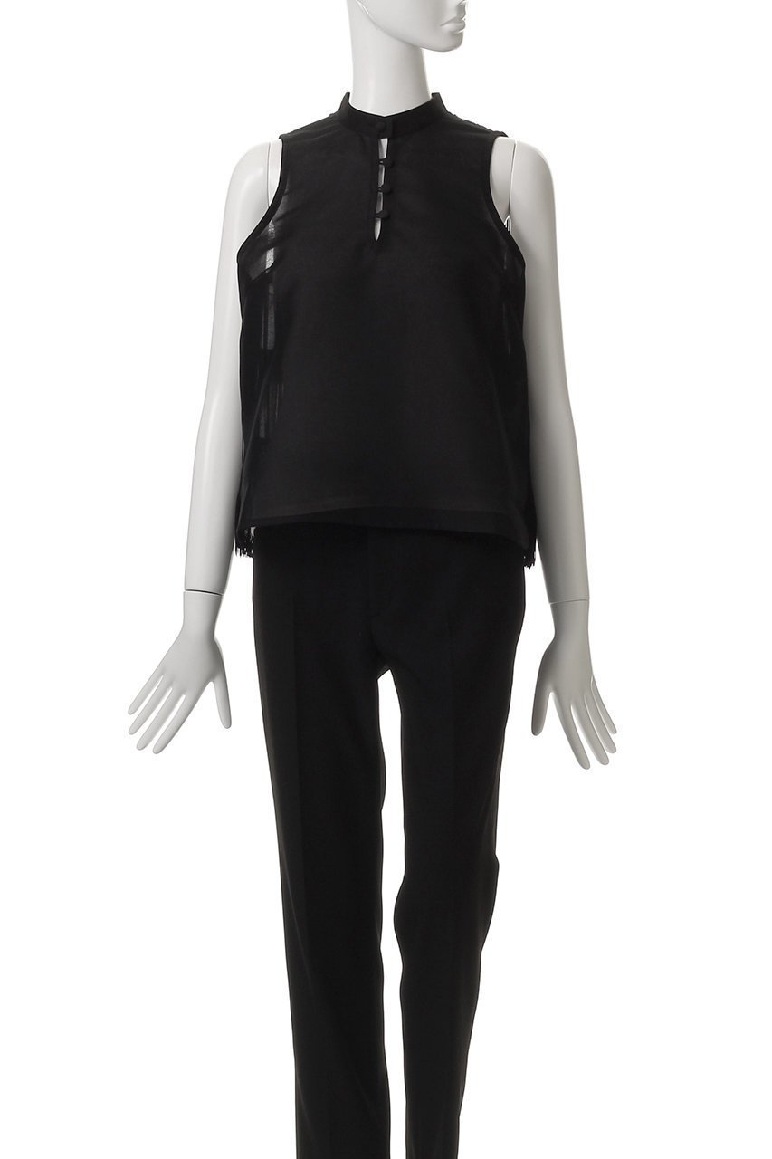 【ティーチ/TEECHI】のフリンジバックブラウス 人気、トレンドファッション・服の通販 founy(ファニー) 　ファッション　Fashion　レディースファッション　Fashion for Women　トップス・カットソー　Cut & Sew Tops　キャミソール&ノースリーブ　Camisoles & Sleeveless Tops　シャツ・ブラウス・オフィスカジュアル　Elegant Blouses & Button-Ups　バッグ　Bags　おすすめ　Recommended / Our Picks　スタンド　Stand Collar, Upright Stand　デニム　Denim, Jeans Material　ノースリーブ　Sleeveless, No-Sleeve　フレア　Flare, Flared　ボトム　Bottoms, Lower Wear　無地　Plain, Solid Color　other-2|ID: prp329100004563664 ipo3291000000035488096