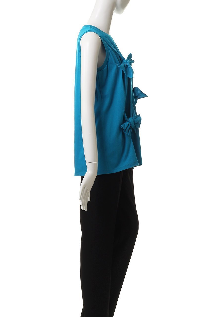 【ランバン オン ブルー/LANVIN en Bleu】のノットリボンノースリーブカットソー 人気、トレンドファッション・服の通販 founy(ファニー) 　ファッション　Fashion　レディースファッション　WOMEN　トップス・カットソー　Tops/Tshirt　キャミソール / ノースリーブ　No Sleeves　シャツ/ブラウス　Shirts/Blouses　ロング / Tシャツ　T-Shirts　カットソー　Cut and Sewn　カットソー　Cut And Sew　キャミソール　Camisole　ギャザー　Gather　タンク　Tank　フェミニン　Feminine　フロント　Front　リボン　Ribbon　NEW・新作・新着・新入荷　New Arrivals　other-3|ID: prp329100004565318 ipo3291000000032286264