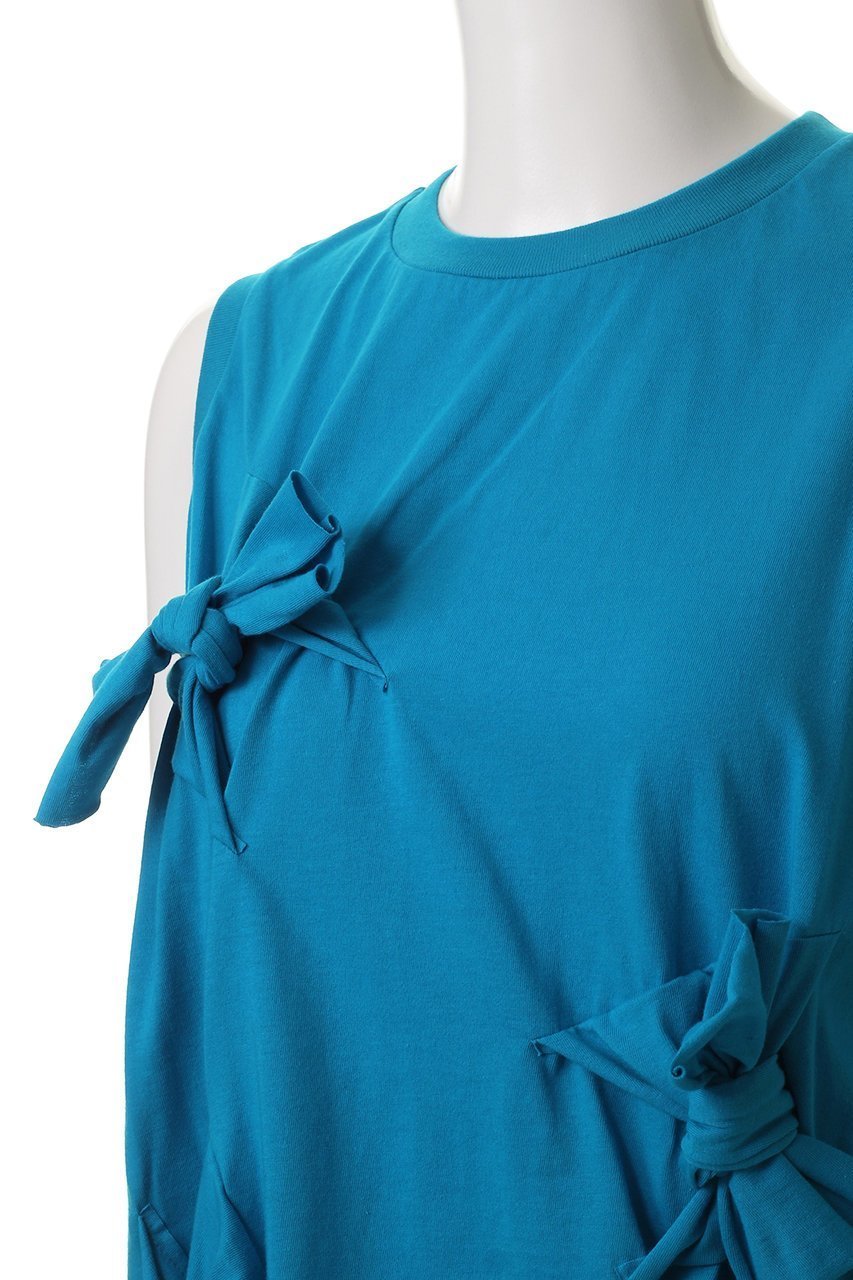 【ランバン オン ブルー/LANVIN en Bleu】のノットリボンノースリーブカットソー 人気、トレンドファッション・服の通販 founy(ファニー) 　ファッション　Fashion　レディースファッション　WOMEN　トップス・カットソー　Tops/Tshirt　キャミソール / ノースリーブ　No Sleeves　シャツ/ブラウス　Shirts/Blouses　ロング / Tシャツ　T-Shirts　カットソー　Cut and Sewn　カットソー　Cut And Sew　キャミソール　Camisole　ギャザー　Gather　タンク　Tank　フェミニン　Feminine　フロント　Front　リボン　Ribbon　NEW・新作・新着・新入荷　New Arrivals　other-5|ID: prp329100004565318 ipo3291000000032286266