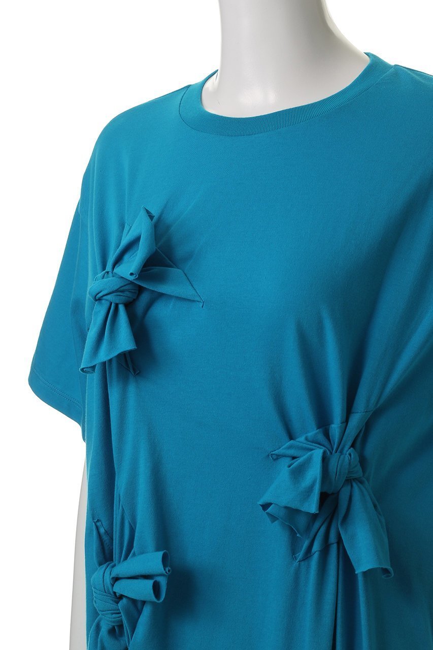 【ランバン オン ブルー/LANVIN en Bleu】のノットリボンカットソーワンピース 人気、トレンドファッション・服の通販 founy(ファニー) 　ファッション　Fashion　レディースファッション　WOMEN　ワンピース　Dress　チュニック　Tunic　アシンメトリー　Asymmetry　ギャザー　Gather　スリット　Slit　チュニック　Tunic　フェミニン　Feminine　リボン　Ribbon　ロング　Long　NEW・新作・新着・新入荷　New Arrivals　other-5|ID: prp329100004565320 ipo3291000000032286286