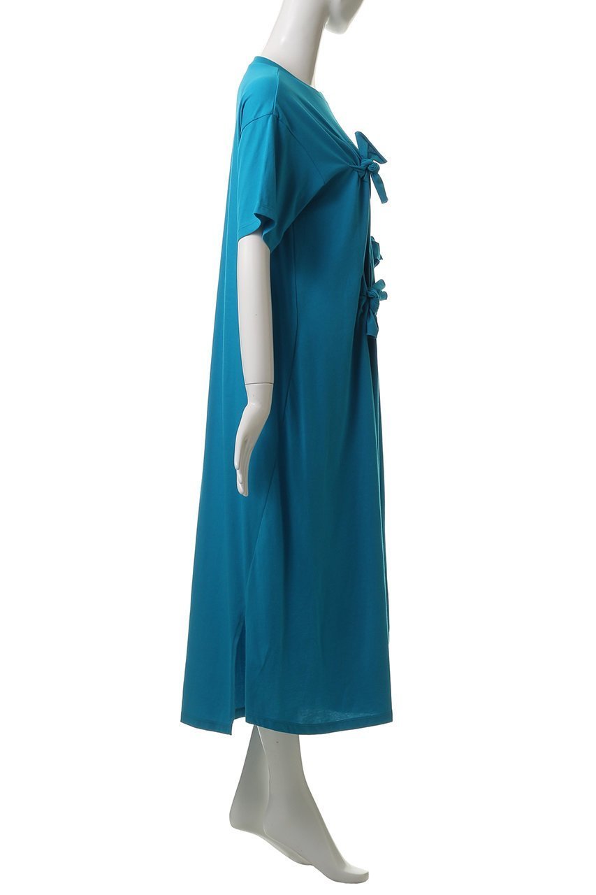 【ランバン オン ブルー/LANVIN en Bleu】のノットリボンカットソーワンピース 人気、トレンドファッション・服の通販 founy(ファニー) 　ファッション　Fashion　レディースファッション　Fashion for Women　ワンピース　Dresses　チュニック　Tunic Tops & Dresses　アシンメトリー　Asymmetrical Style　ギャザー　Gathered, Ruffled　スリット　Slit, Slit Detail　チュニック　Tunic, Long Top　フェミニン　Feminine, Girly　リボン　Ribbon, Bow　ロング　Long, Long-Length　再入荷　Restock / Back in Stock　other-3|ID: prp329100004565320 ipo3291000000032812589