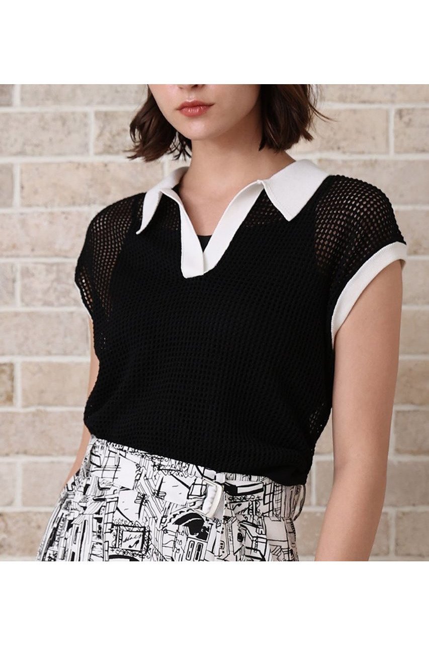 【アナイ/ANAYI】のメッシュポロプルオーバー 人気、トレンドファッション・服の通販 founy(ファニー) 　ファッション　Fashion　レディースファッション　WOMEN　トップス・カットソー　Tops/Tshirt　ニット　Knit Tops　プルオーバー　Pullover　インナー　Inner　スリーブ　Sleeve　タンク　Tank　トレンド　Trend　ドロップ　Drop　ボトム　Bottom　メッシュ　Mesh　リネン　Linen　半袖　Short Sleeve　NEW・新作・新着・新入荷　New Arrivals　other-7|ID: prp329100004565326 ipo3291000000032286349