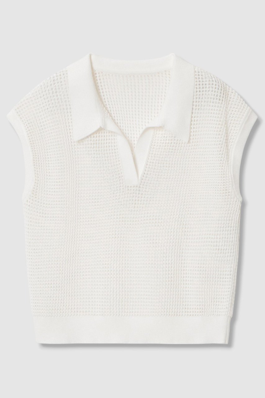 【アナイ/ANAYI】のメッシュポロプルオーバー 人気、トレンドファッション・服の通販 founy(ファニー) 　ファッション　Fashion　レディースファッション　Fashion for Women　トップス・カットソー　Cut & Sew Tops　ニット　Knit Tops & Sweaters　カジュアルプルオーバー・ニットトップス　Pullovers & Knit Tops / Casual Pullovers　インナー　Innerwear　スリーブ　Sleeve, Long Sleeve / Short Sleeve　タンク　Tank Top, Sleeveless Top　トレンド　Trend, Trending Now　ドロップ　Drop Shoulder, Dropped Style　ボトム　Bottoms, Lower Wear　メッシュ　Mesh, Net Fabric　リネン　Linen, Linen Fabric　半袖　Short Sleeve, Half Sleeve　 other-1|ID: prp329100004565326 ipo3291000000035498131