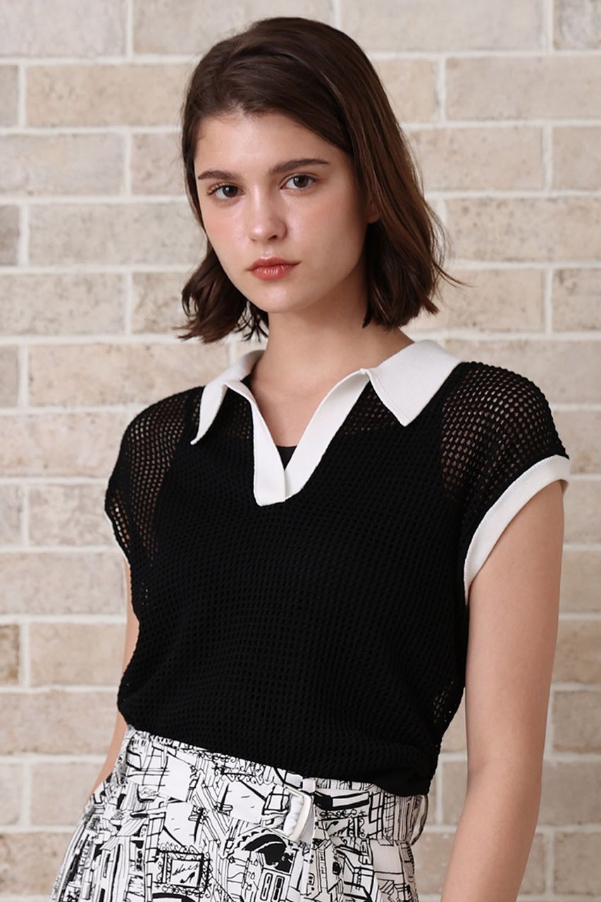 【アナイ/ANAYI】のメッシュポロプルオーバー 人気、トレンドファッション・服の通販 founy(ファニー) 　ファッション　Fashion　レディースファッション　Fashion for Women　トップス・カットソー　Cut & Sew Tops　ニット　Knit Tops & Sweaters　カジュアルプルオーバー・ニットトップス　Pullovers & Knit Tops / Casual Pullovers　インナー　Innerwear　スリーブ　Sleeve, Long Sleeve / Short Sleeve　タンク　Tank Top, Sleeveless Top　トレンド　Trend, Trending Now　ドロップ　Drop Shoulder, Dropped Style　ボトム　Bottoms, Lower Wear　メッシュ　Mesh, Net Fabric　リネン　Linen, Linen Fabric　半袖　Short Sleeve, Half Sleeve　other-7|ID: prp329100004565326 ipo3291000000035498143