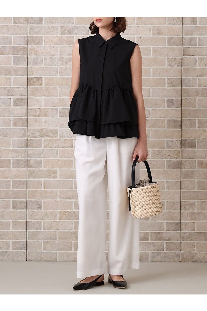 【アナイ/ANAYI】のタフタフリルペプラムシャツ 人気、トレンドファッション・服の通販 founy(ファニー) 　ファッション　Fashion　レディースファッション　WOMEN　トップス・カットソー　Tops/Tshirt　キャミソール / ノースリーブ　No Sleeves　シャツ/ブラウス　Shirts/Blouses　おすすめ　Recommend　なめらか　Smooth　ストレッチ　Stretch　タフタ　Taffeta　ノースリーブ　No Sleeve　フリル　Frills　NEW・新作・新着・新入荷　New Arrivals　other-6|ID: prp329100004565332 ipo3291000000032286412