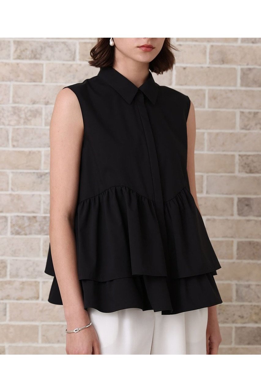 【アナイ/ANAYI】のタフタフリルペプラムシャツ 人気、トレンドファッション・服の通販 founy(ファニー) 　ファッション　Fashion　レディースファッション　WOMEN　トップス・カットソー　Tops/Tshirt　キャミソール / ノースリーブ　No Sleeves　シャツ/ブラウス　Shirts/Blouses　おすすめ　Recommend　なめらか　Smooth　ストレッチ　Stretch　タフタ　Taffeta　ノースリーブ　No Sleeve　フリル　Frills　NEW・新作・新着・新入荷　New Arrivals　other-8|ID: prp329100004565332 ipo3291000000032286416