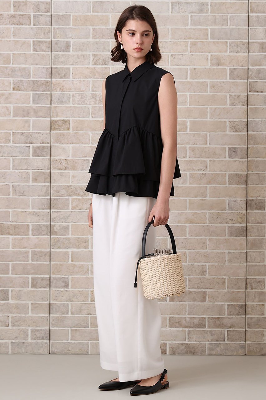 【アナイ/ANAYI】のタフタフリルペプラムシャツ 人気、トレンドファッション・服の通販 founy(ファニー) 　ファッション　Fashion　レディースファッション　Fashion for Women　トップス・カットソー　Cut & Sew Tops　キャミソール&ノースリーブ　Camisoles & Sleeveless Tops　シャツ・ブラウス・オフィスカジュアル　Elegant Blouses & Button-Ups　おすすめ　Recommended / Our Picks　なめらか　Smooth, Silky Texture　ストレッチ　Stretch, Stretchy Fabric　タフタ　Taffeta, Structured Fabric　ノースリーブ　Sleeveless, No-Sleeve　フリル　Frill, Ruffle　other-7|ID: prp329100004565332 ipo3291000000036139149