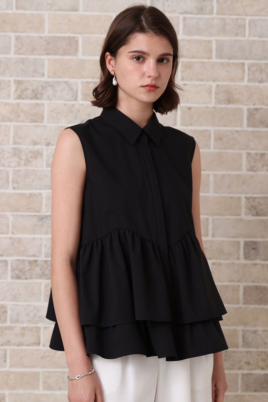 【アナイ/ANAYI】のタフタフリルペプラムシャツ 人気、トレンドファッション・服の通販 founy(ファニー) 　ファッション　Fashion　レディースファッション　Fashion for Women　トップス・カットソー　Cut & Sew Tops　キャミソール&ノースリーブ　Camisoles & Sleeveless Tops　シャツ・ブラウス・オフィスカジュアル　Elegant Blouses & Button-Ups　おすすめ　Recommended / Our Picks　なめらか　Smooth, Silky Texture　ストレッチ　Stretch, Stretchy Fabric　タフタ　Taffeta, Structured Fabric　ノースリーブ　Sleeveless, No-Sleeve　フリル　Frill, Ruffle　other-8|ID: prp329100004565332 ipo3291000000036139150