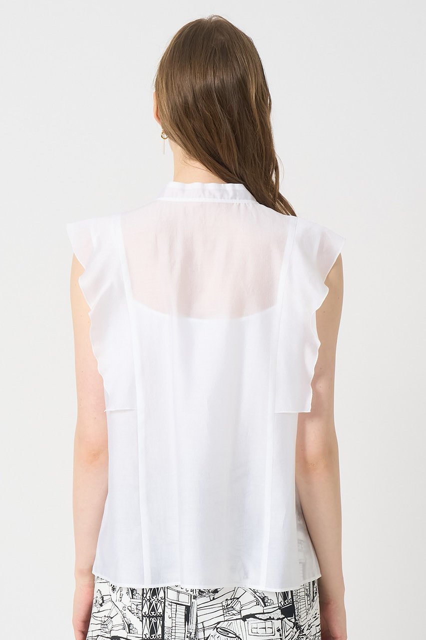 【アナイ/ANAYI】のシアーオーガンジーボウタイ ブラウス 人気、トレンドファッション・服の通販 founy(ファニー) 　ファッション　Fashion　レディースファッション　Fashion for Women　トップス・カットソー　Cut & Sew Tops　キャミソール&ノースリーブ　Camisoles & Sleeveless Tops　シャツ・ブラウス・オフィスカジュアル　Elegant Blouses & Button-Ups　オーガンジー　Organza Fabric　ノースリーブ　Sleeveless, No-Sleeve　エレガント 上品　Elegant　other-7|ID: prp329100004565334 ipo3291000000033706682
