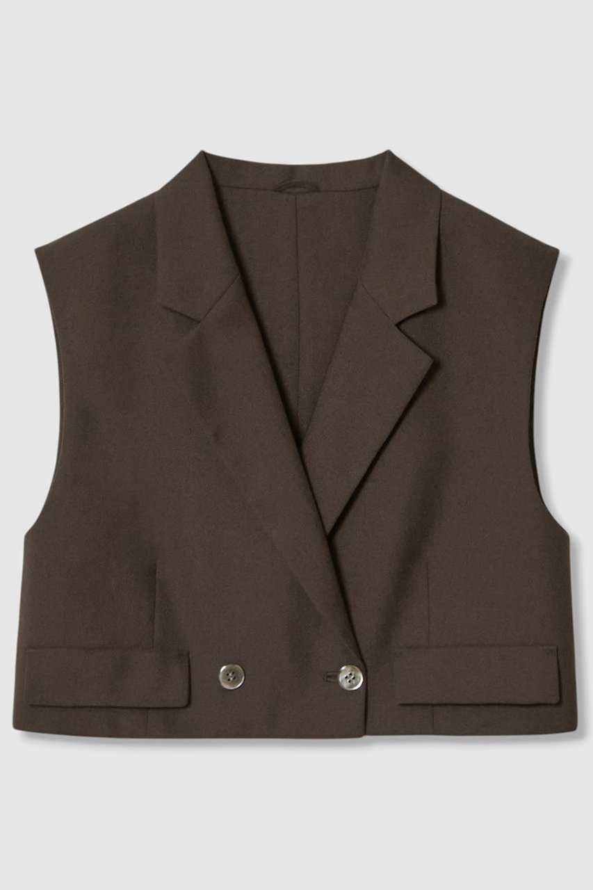 【アナイ/ANAYI】のリネンライクビエラショートジレ インテリア・キッズ・メンズ・レディースファッション・服の通販 founy(ファニー) 　ファッション　Fashion　レディースファッション　WOMEN　アウター　Coat Outerwear　ジャケット　Jackets　おすすめ　Recommend　ジャケット　Jacket　スリーブ　Sleeve　セットアップ　Set Up　テーラード　Tailored　バランス　Balance　フレンチ　French　ベスト　Vest　リゾート　Resort　リネン　Linen　ビジネス 仕事 通勤　Business　NEW・新作・新着・新入荷　New Arrivals　ブラウン|ID: prp329100004565339 ipo3291000000032286457
