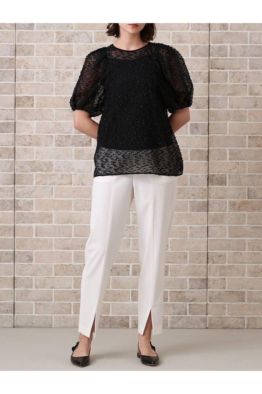 【アナイ/ANAYI】のラメカットジャガードパフスリーブ ブラウス 人気、トレンドファッション・服の通販 founy(ファニー) 　ファッション　Fashion　レディースファッション　WOMEN　トップス・カットソー　Tops/Tshirt　シャツ/ブラウス　Shirts/Blouses　おすすめ　Recommend　キャミソール　Camisole　シアー　Sheer　ショート　Short　ジャカード　Jacquard　スリーブ　Sleeve　エレガント 上品　Elegant　NEW・新作・新着・新入荷　New Arrivals　other-8|ID: prp329100004565345 ipo3291000000032286536
