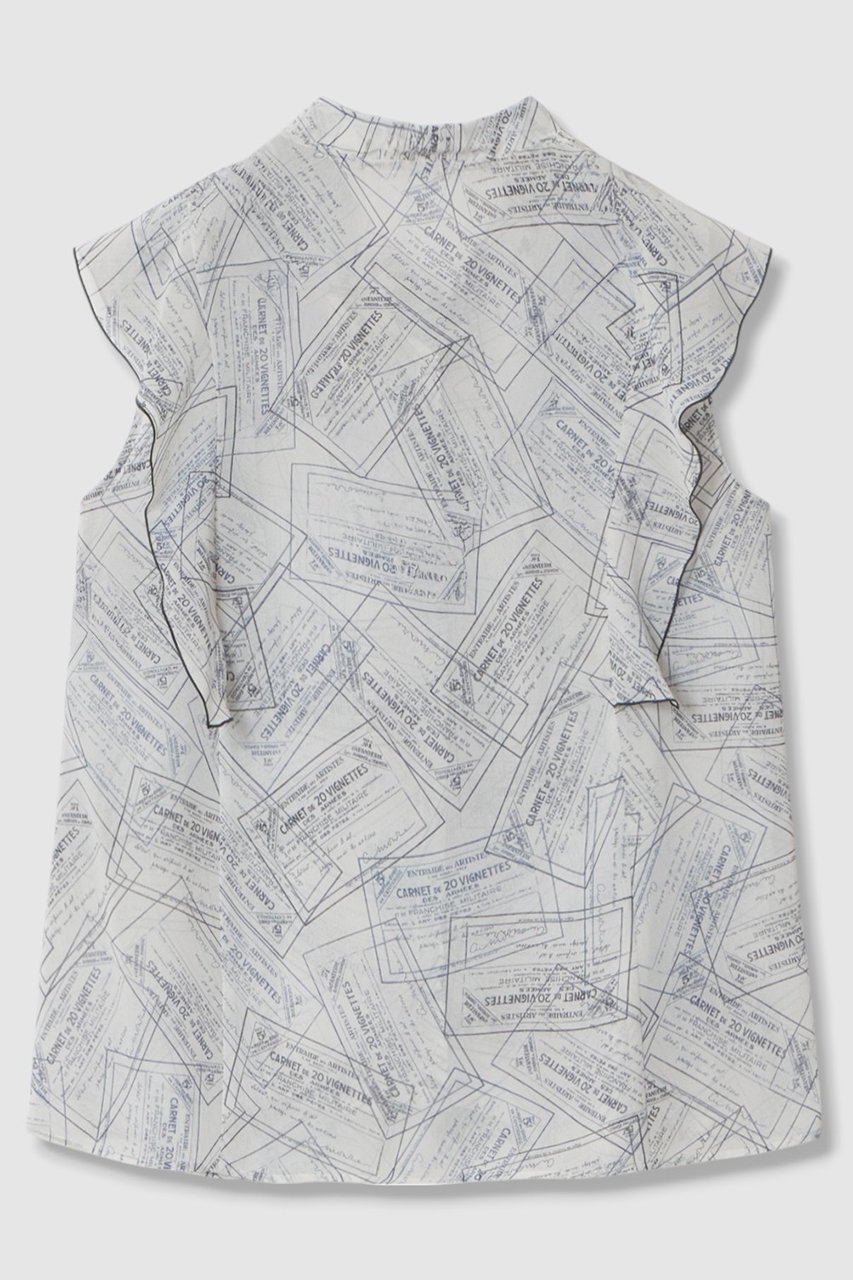 【アナイ/ANAYI】のチケットプリントボウタイ ブラウス 人気、トレンドファッション・服の通販 founy(ファニー) 　ファッション　Fashion　レディースファッション　Fashion for Women　トップス・カットソー　Cut & Sew Tops　キャミソール&ノースリーブ　Camisoles & Sleeveless Tops　シャツ・ブラウス・オフィスカジュアル　Elegant Blouses & Button-Ups　シフォン　Chiffon, Lightweight Fabric　ノースリーブ　Sleeveless, No-Sleeve　プリント　Print, Printed Pattern　ラッフル　Ruffle, Frill　エレガント 上品　Elegant　other-2|ID: prp329100004565347 ipo3291000000034886201