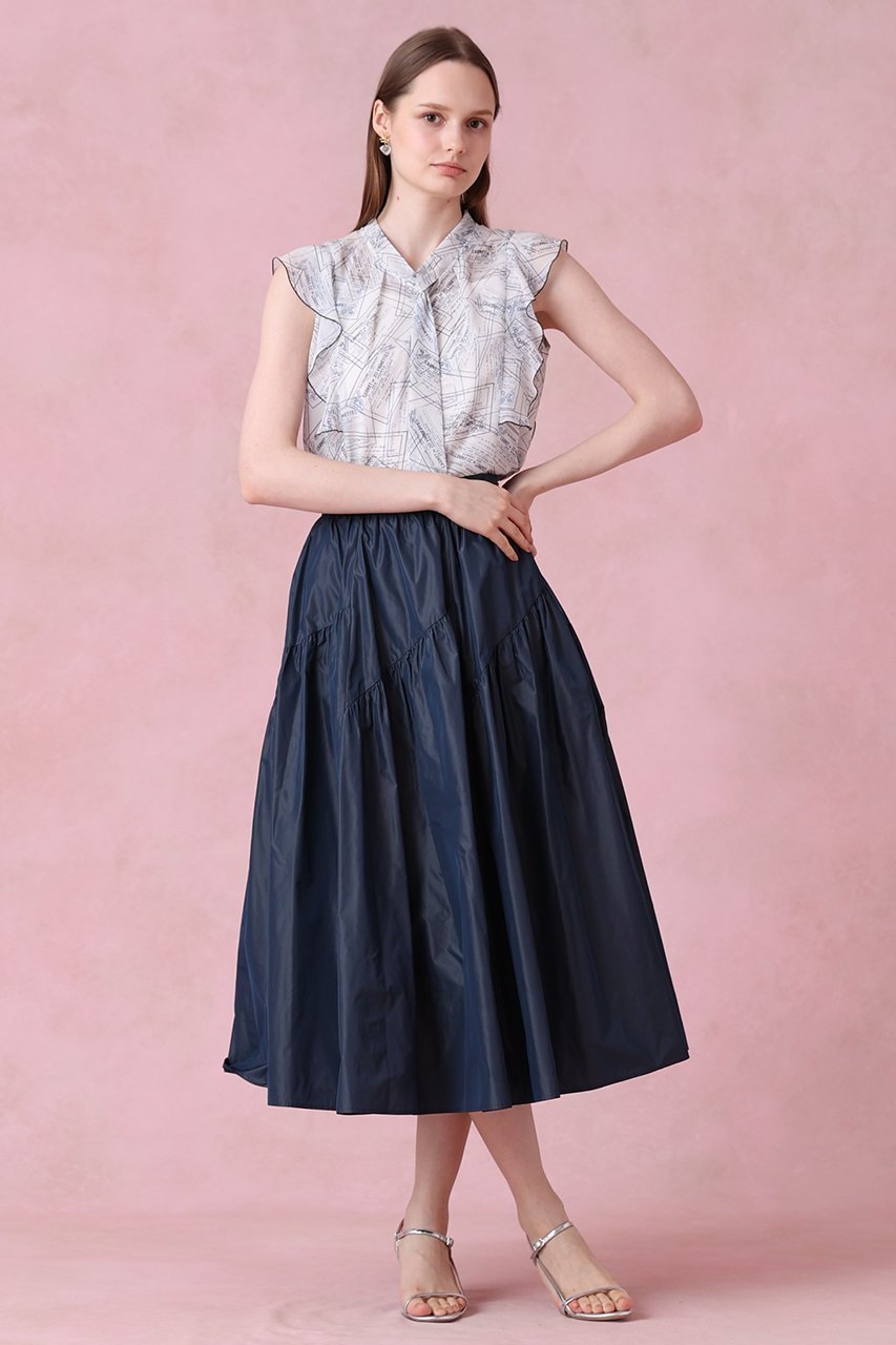 【アナイ/ANAYI】のチケットプリントボウタイ ブラウス 人気、トレンドファッション・服の通販 founy(ファニー) 　ファッション　Fashion　レディースファッション　Fashion for Women　トップス・カットソー　Cut & Sew Tops　キャミソール&ノースリーブ　Camisoles & Sleeveless Tops　シャツ・ブラウス・オフィスカジュアル　Elegant Blouses & Button-Ups　シフォン　Chiffon, Lightweight Fabric　ノースリーブ　Sleeveless, No-Sleeve　プリント　Print, Printed Pattern　ラッフル　Ruffle, Frill　エレガント 上品　Elegant　other-5|ID: prp329100004565347 ipo3291000000034886204