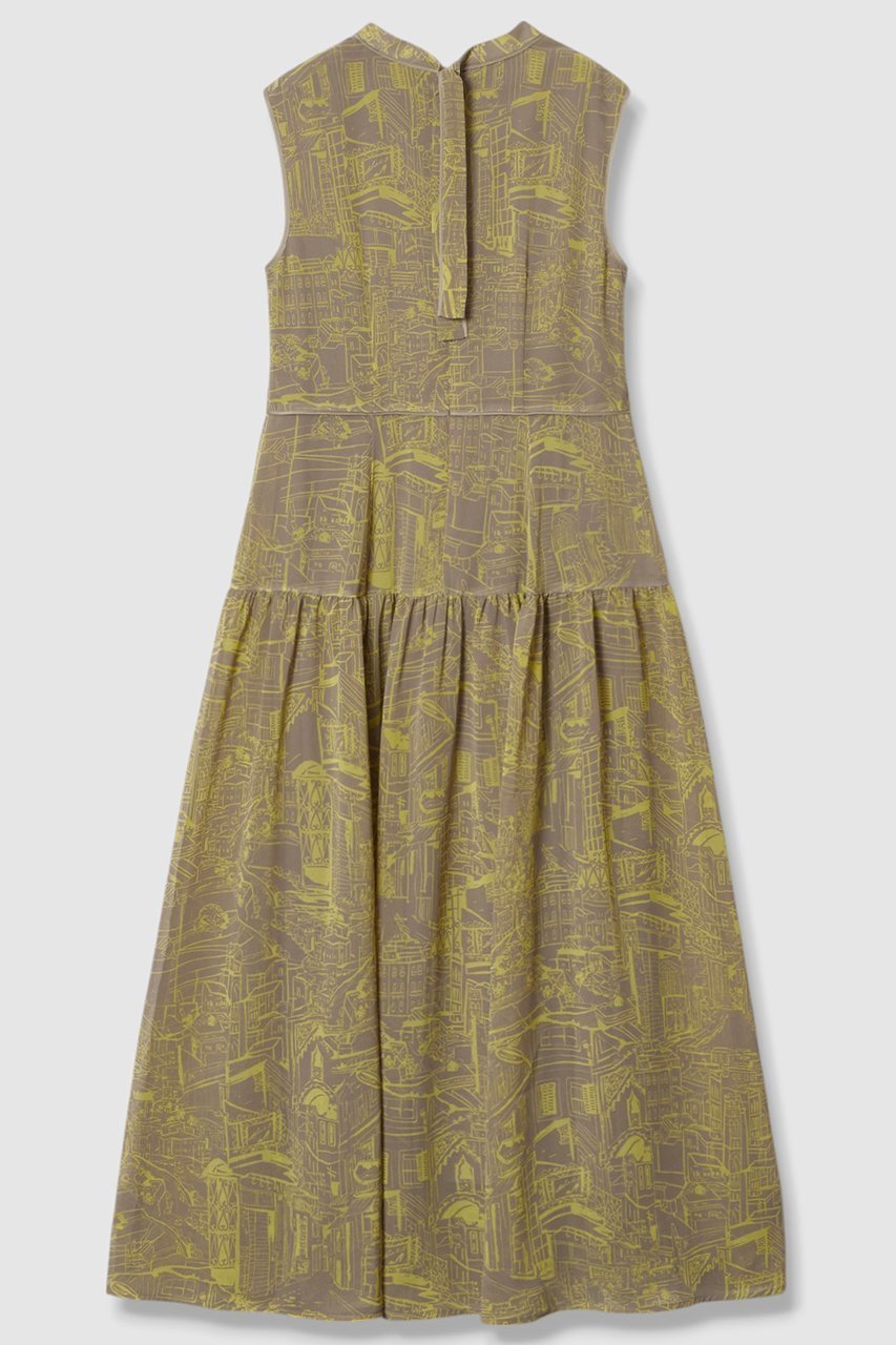 【アナイ/ANAYI】のシティスケーププリントマキシ ワンピース 人気、トレンドファッション・服の通販 founy(ファニー) 　ファッション　Fashion　レディースファッション　Fashion for Women　ワンピース　Dresses　チュニック　Tunic Tops & Dresses　カーディガン　Cardigan, Knitwear　サンダル　Sandals, Summer Shoes　シフォン　Chiffon, Lightweight Fabric　ジャケット　Jacket, Outerwear　スタンド　Stand Collar, Upright Stand　チュニック　Tunic, Long Top　ノースリーブ　Sleeveless, No-Sleeve　パイピング　Piping, Trim Design　フラット　Flat, Flat Shoes　プリント　Print, Printed Pattern　マキシ　Maxi, Full Length　モダン　Modern, Contemporary　リゾート　Resort, Vacation Style　ロング　Long, Long-Length　エレガント 上品　Elegant　再入荷　Restock / Back in Stock　other-2|ID: prp329100004565349 ipo3291000000035058391