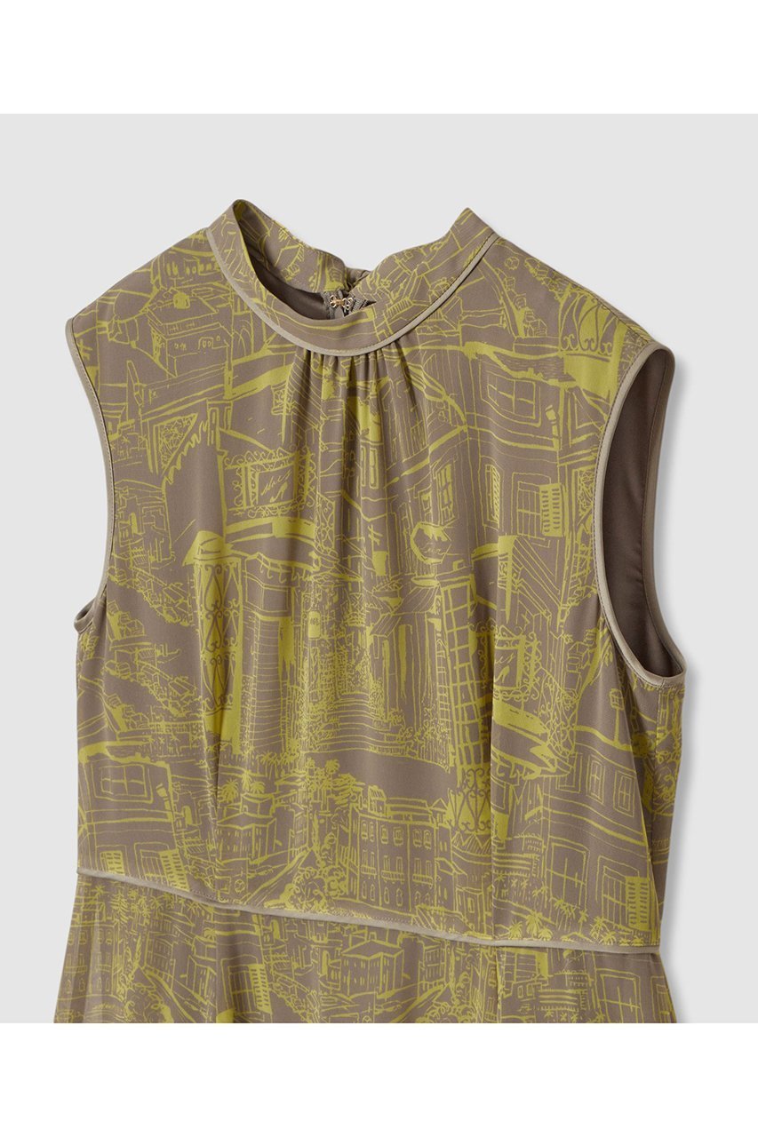 【アナイ/ANAYI】のシティスケーププリントマキシ ワンピース 人気、トレンドファッション・服の通販 founy(ファニー) 　ファッション　Fashion　レディースファッション　Fashion for Women　ワンピース　Dresses　チュニック　Tunic Tops & Dresses　カーディガン　Cardigan, Knitwear　サンダル　Sandals, Summer Shoes　シフォン　Chiffon, Lightweight Fabric　ジャケット　Jacket, Outerwear　スタンド　Stand Collar, Upright Stand　チュニック　Tunic, Long Top　ノースリーブ　Sleeveless, No-Sleeve　パイピング　Piping, Trim Design　フラット　Flat, Flat Shoes　プリント　Print, Printed Pattern　マキシ　Maxi, Full Length　モダン　Modern, Contemporary　リゾート　Resort, Vacation Style　ロング　Long, Long-Length　エレガント 上品　Elegant　other-3|ID: prp329100004565349 ipo3291000000035847915