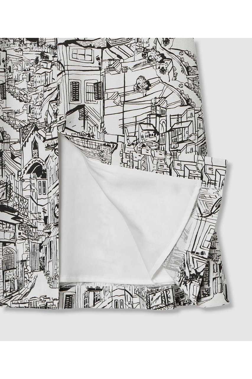 【アナイ/ANAYI】のシティスケーププリントAライン スカート 人気、トレンドファッション・服の通販 founy(ファニー) 　ファッション　Fashion　レディースファッション　Fashion for Women　スカート　Skirts　Aライン・フレアスカート　A-Line & Flared Skirts　グログラン　Grosgrain, Grosgrain Ribbon　サンダル　Sandals, Summer Shoes　シンプル　Simple, Minimal　スリット　Slit, Slit Detail　バランス　Balance, Style Balance　プリント　Print, Printed Pattern　モダン　Modern, Contemporary　モノトーン　Monotone, Black and White　夏　Summer　other-6|ID: prp329100004565352 ipo3291000000033706644